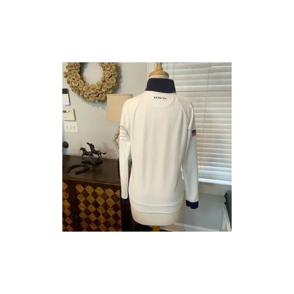 Renwick Golf NWT Women's White & Navy Flag Button Mock Jacket - Picture 4 of 5